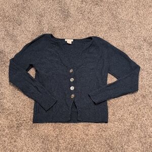 Sundance 100% Fine Marino Wool Navy Cardigan Opal Buttons Whimsical Farmhouse